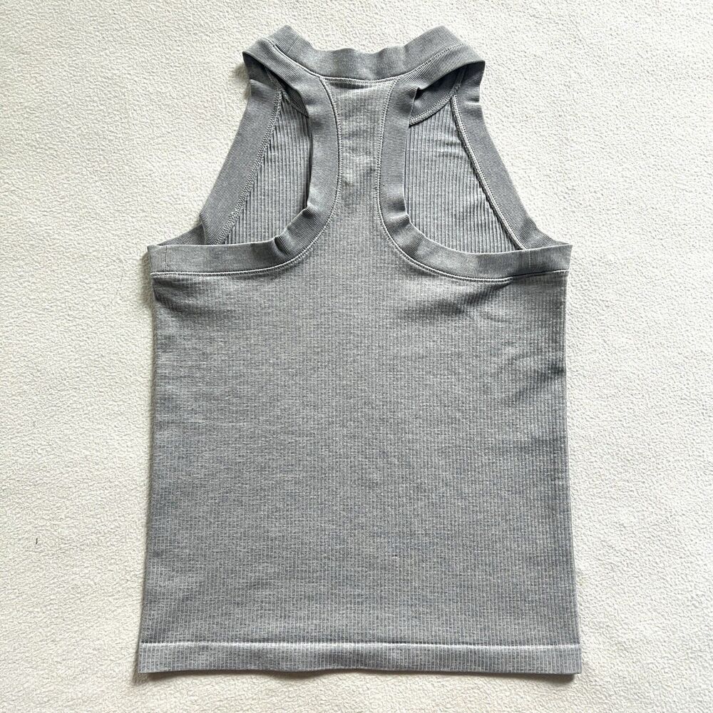 Athleta Women Solid Gray High Neck Ribbed Renew Seamless Racerback Tank Top XS - Picture 6 of 7